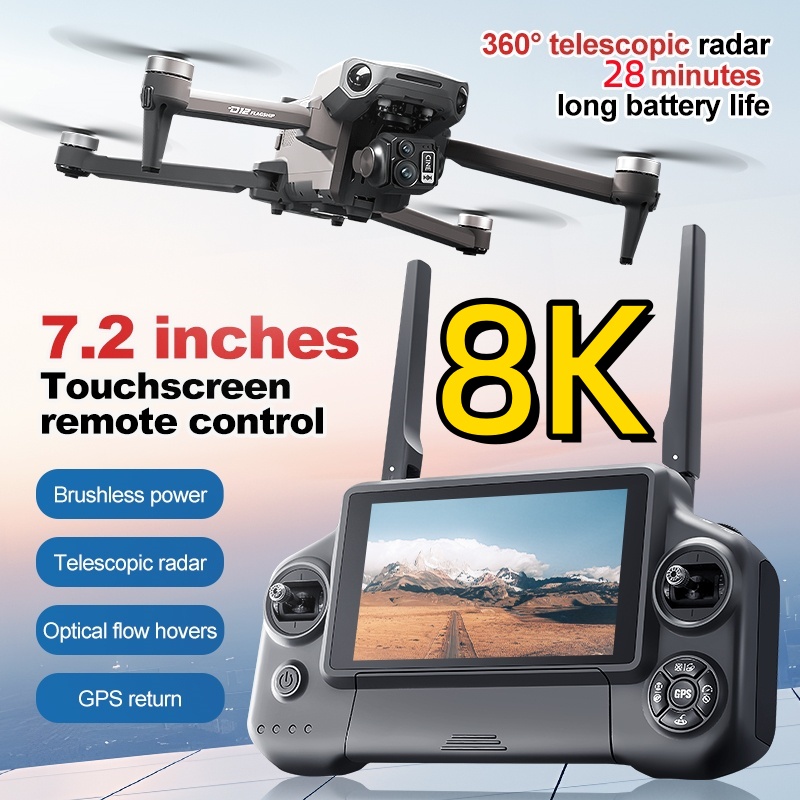 Drone Rc Plegable - 8K 3-assige Gimbal Brushless 7,2 inch